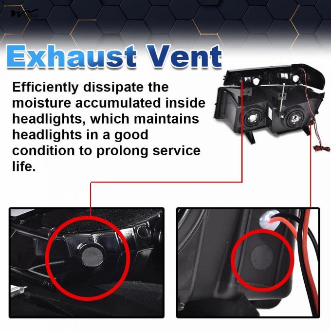 LED DRL Headlights Clear Lens Black Housing Clear Reflector Left Right Head Lights 12V 6
