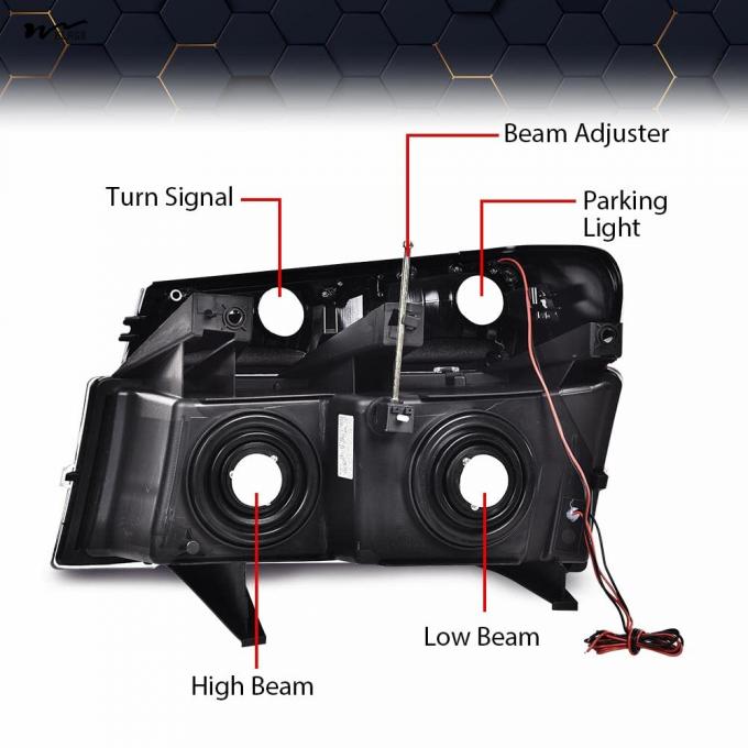 LED DRL Headlights Clear Lens Black Housing Clear Reflector Left Right Head Lights 12V 4