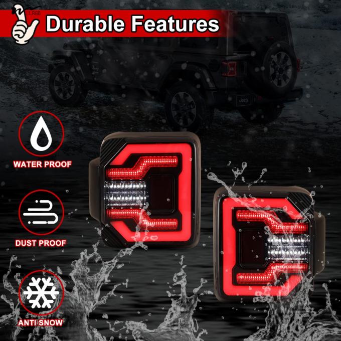LED Rear Lights Car Rear Lamps Assembly Replacement 1Pair Matte Black Housing/Smoke Lens 3