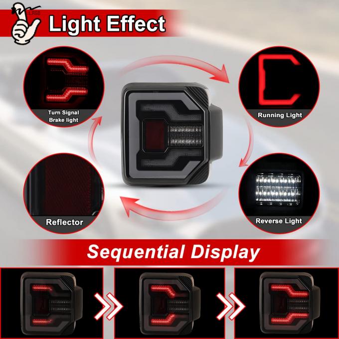 LED Rear Lights Car Rear Lamps Assembly Replacement 1Pair Matte Black Housing/Smoke Lens 7
