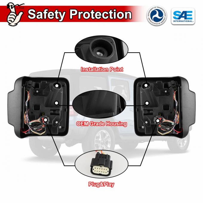 LED Rear Lights Car Rear Lamps Assembly Replacement 1Pair Matte Black Housing/Smoke Lens 6