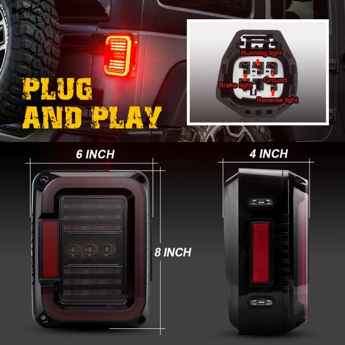 Wattage 85 watts C Shaped LED Tail Lights with Smoked Lens and Built-in EMC Rear Lights 2 PCS 5