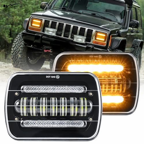 100W 9880LM DOT Amber/White DRL Turn Signal Rectangular Headlamp Special Feature High Beam 2