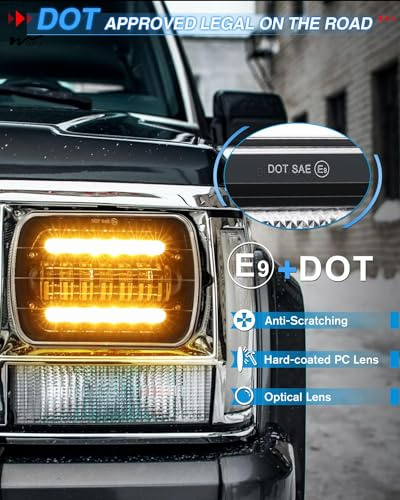 100W 9880LM DOT Amber/White DRL Turn Signal Rectangular Headlamp Special Feature High Beam 6