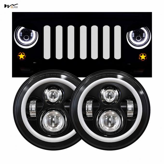 7 Inch LED Headlights with Turn Signal Amber White DRL and Black Halo Performance 2
