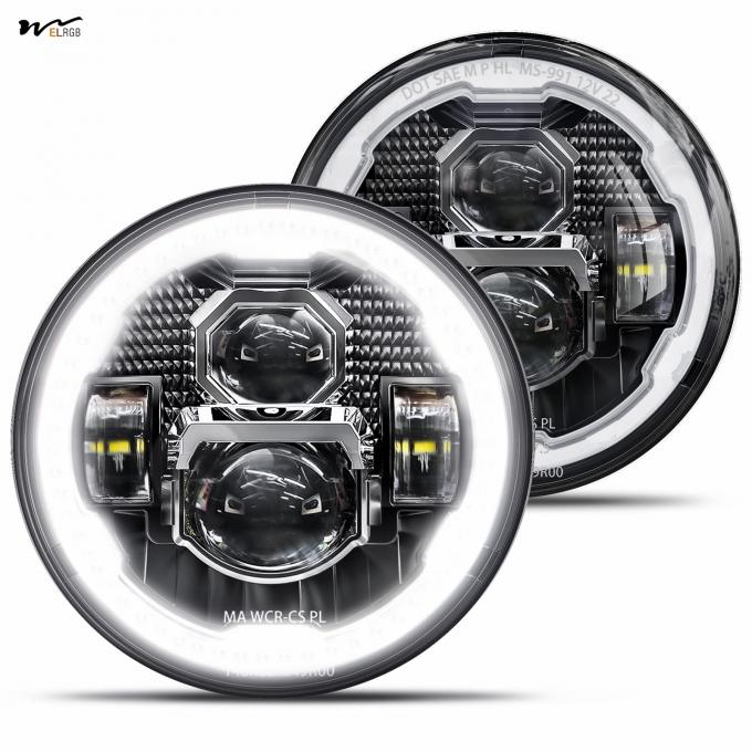 Waterproof 7 Inch Led Headlights Halo Round Turn Signal Hi/Low Sealed Beam for Car 2