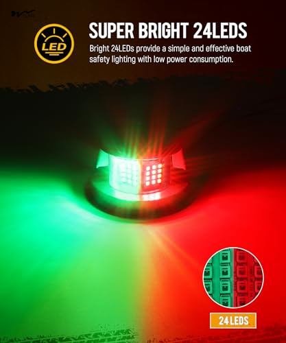 24 LED Red and Green Navigation Light for Pontoon Yacht Skiff Skeeter Front Trucks 3