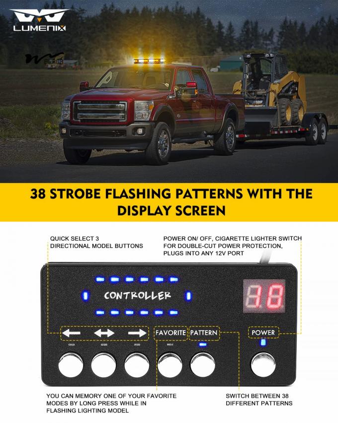 Power Source Corded Electric LED Strobe Beacon Lights Bar for Emergency Traffic Warning 4