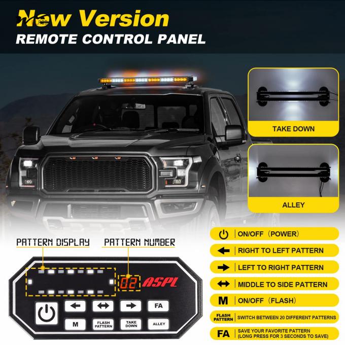 Double Side Flashing Emergency Warning 31" LED Strobe Light Bar with Remote Control 4
