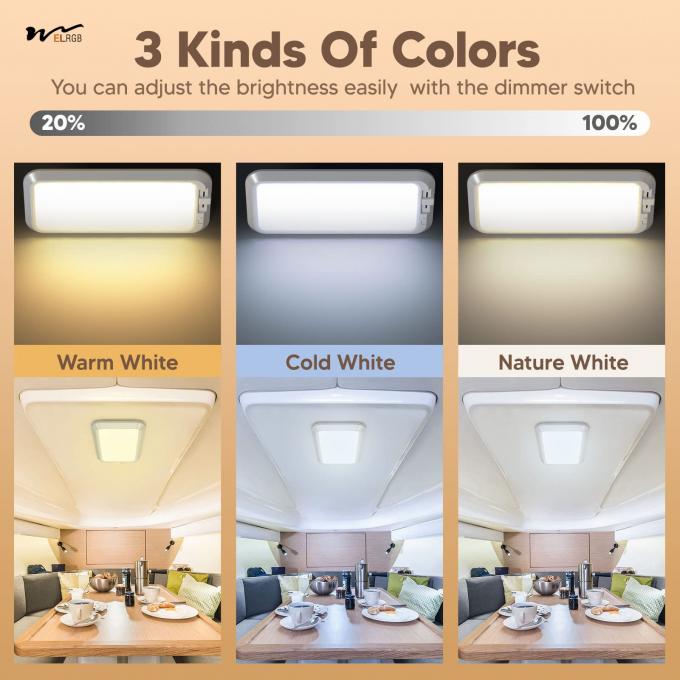 LitePro DLX Layout 7W 700LM Dimmable Sliding RV Ceiling Dome Lights Other Switch Mode 3