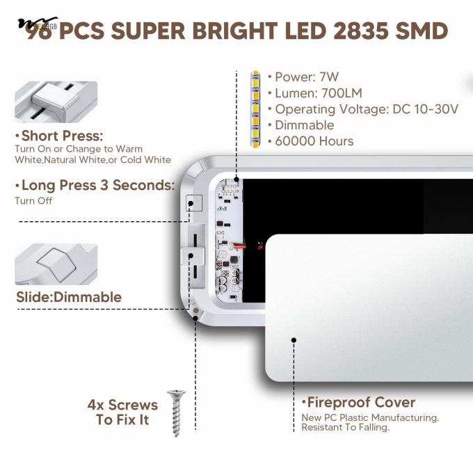 LitePro DLX Layout 7W 700LM Dimmable Sliding RV Ceiling Dome Lights Other Switch Mode 5