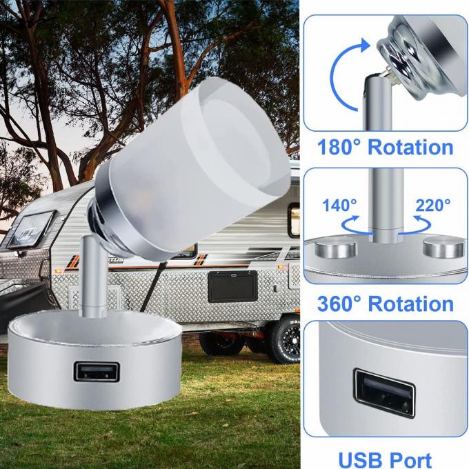 3W Touch Switch Wall Spot Light Caravan Interior Dimmable Bedside USB Reading 7