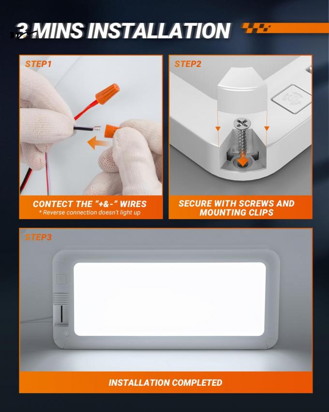RV Lights Interior 12V Camper 1500LM RV Ceiling Dome Light with Switch and White Light 5