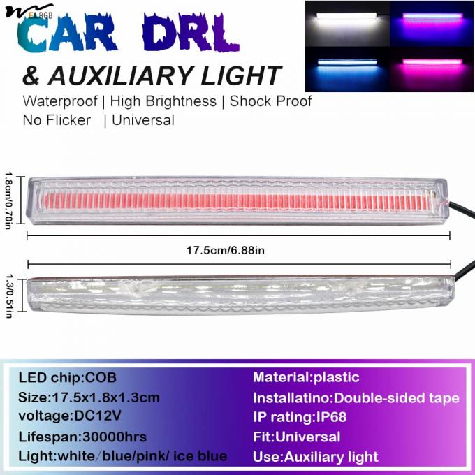Universal Super Bright Car Trucks DRL Decoration Lamp Waterproof LED Strips COB Car LED Fog Light Blue 4