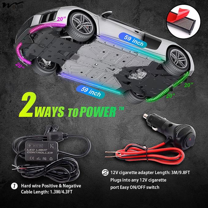 Bluetooth Controlled Car Underglow Lights with Dream Color Chasing 6 Pcs 12V 300 LEDs 3