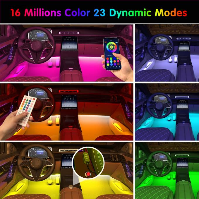 Car Interior Lights and Accessories APP Control Remote Music Sync RGB LED Strip Light 4