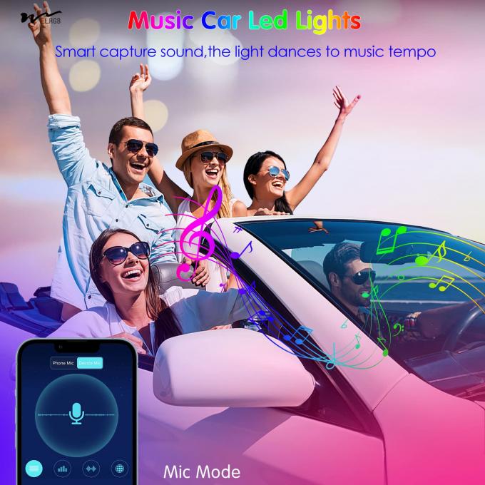 Car Interior Lights and Accessories APP Control Remote Music Sync RGB LED Strip Light 5