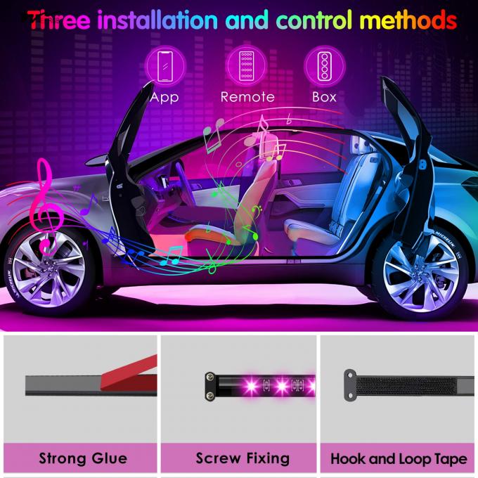 Car Interior Lights and Accessories APP Control Remote Music Sync RGB LED Strip Light 6