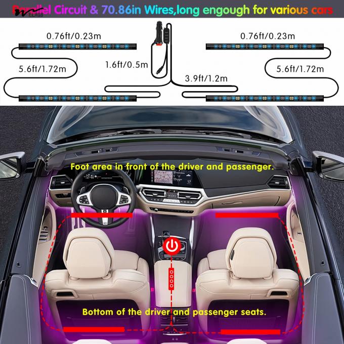 Car Interior Lights and Accessories APP Control Remote Music Sync RGB LED Strip Light 7