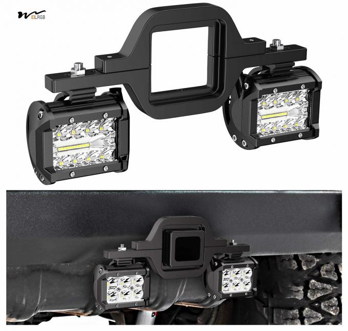 2 Pcs 4-inch 60W LED Pods with 2-inch Trailer Hitch Mounting Bracket for Spare Reverse Light 2