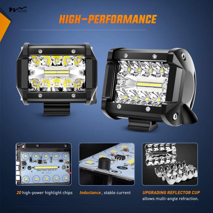 2 Pcs 4-inch 60W LED Pods with 2-inch Trailer Hitch Mounting Bracket for Spare Reverse Light 5