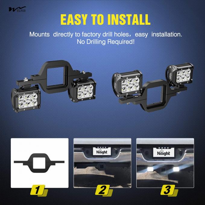 2 Pcs 4-inch 60W LED Pods with 2-inch Trailer Hitch Mounting Bracket for Spare Reverse Light 7