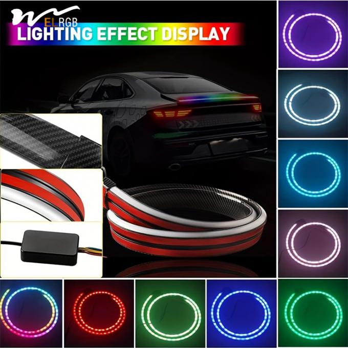 52 Inch RGB LED Car Trunk Rear Spoiler Roof Lip Kit Luminous Design for Performance 4