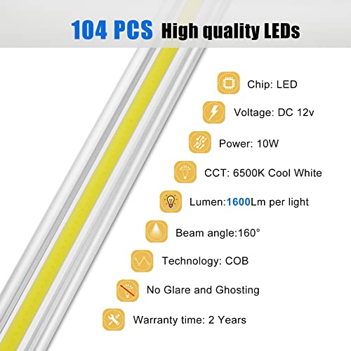 12V Car Interior LED Light Strip with 104 COB LEDs and High Brightness of 1600LM 5