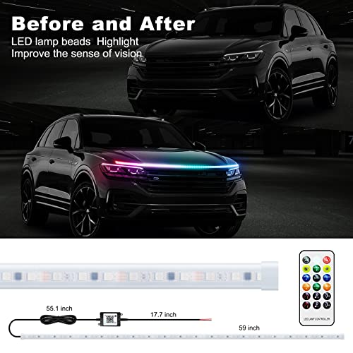 59 Inch Car LED Light Strip Waterproof Daytime Running Light Kit Other Control Mode 3
