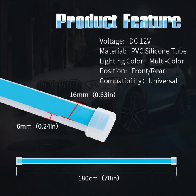 Car Engine Hood Decorative Headlights 12V RGB Multi-Color Waterproof Hood Light Strip 5