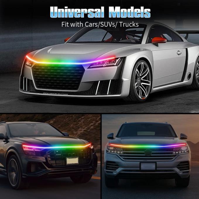 Car Engine Hood Decorative Headlights 12V RGB Multi-Color Waterproof Hood Light Strip 4