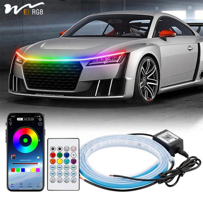 Car Engine Hood Decorative Headlights 12V RGB Multi-Color Waterproof Hood Light Strip 2