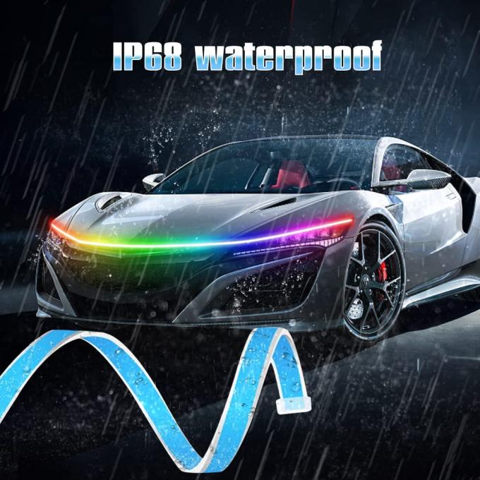 Car Engine Hood Decorative Headlights 12V RGB Multi-Color Waterproof Hood Light Strip 7