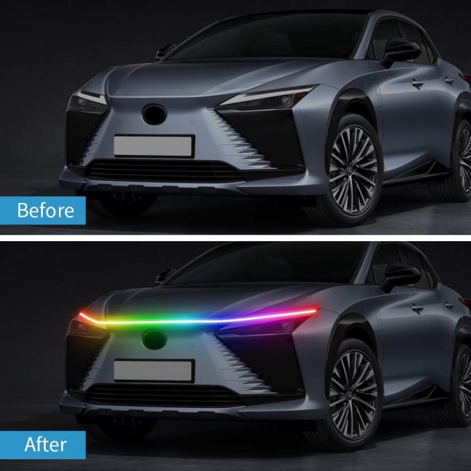 Car Engine Hood Decorative Headlights 12V RGB Multi-Color Waterproof Hood Light Strip 6