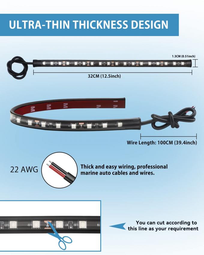 32cm Waterproof LED Light Strip for Cars Motorcycles Golf Carts Long Working Time 6