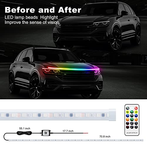 Waterproof Car LED Hood Light Strip 59 Inch Flexible Daytime Running Light for Exterior 4