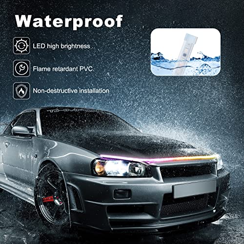Waterproof Car LED Hood Light Strip 59 Inch Flexible Daytime Running Light for Exterior 7
