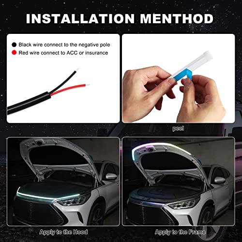 Waterproof Car LED Hood Light Strip 59 Inch Flexible Daytime Running Light for Exterior 6