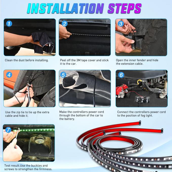 Multi-color Car LED Light Strip with Voice Control and Music Mode 680g Remote Control 4