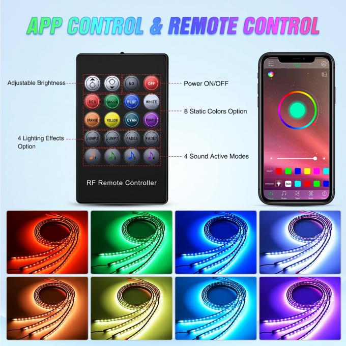 Multi-color Car LED Light Strip with Voice Control and Music Mode 680g Remote Control 5
