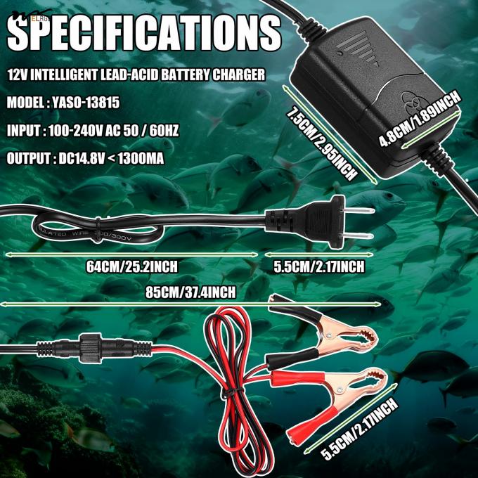 IP68 Green 45W DC 12V Submersible Fishing Light Aluminum Bright LED Underwater Lure Bait Lamp 7