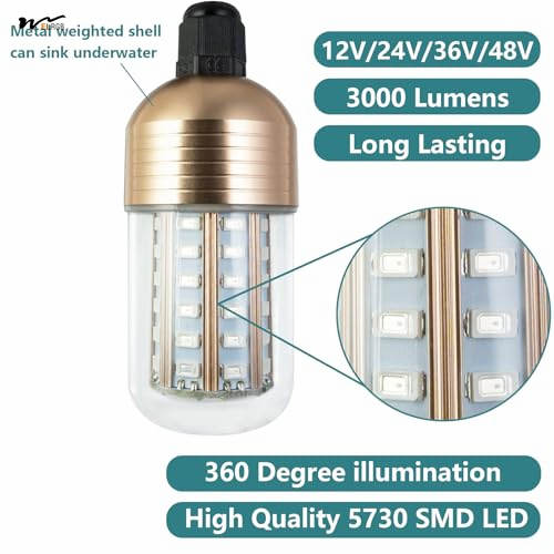 12V 30W IP68 Underwater Fish Finder Lamp Plastic Aluminum LED Night Fishing Light 3