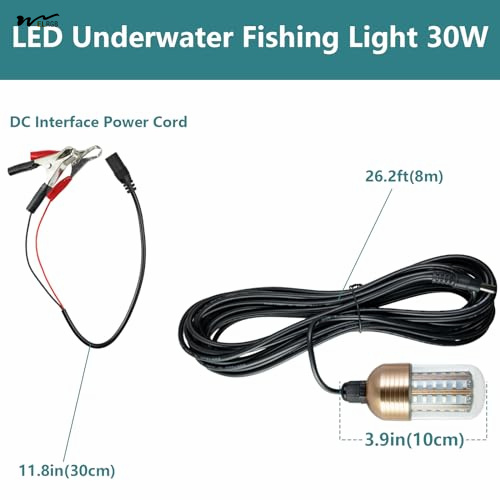 12V 30W IP68 Underwater Fish Finder Lamp Plastic Aluminum LED Night Fishing Light 4