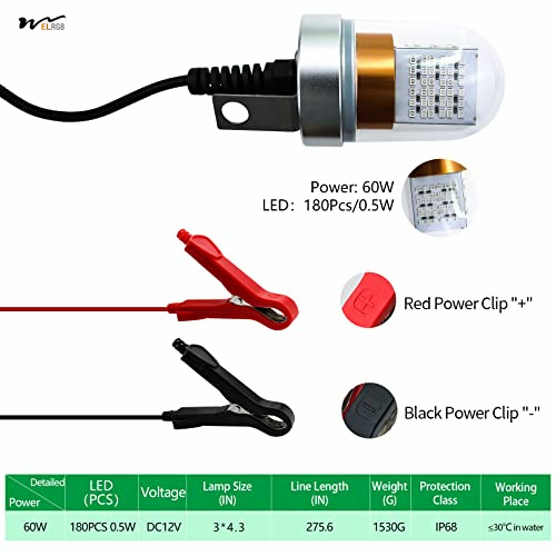 Fresh Salt Water Fishing Lights Underwater Submersible Lure Lamp for Squid and Crappie 3