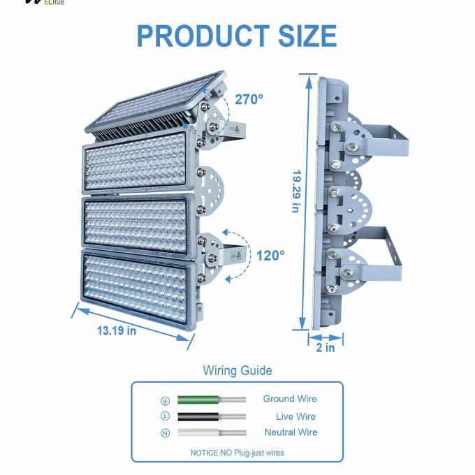 Outdoor LED Flood Light 24000LM Super Bright with 6000K Daylight White Waterproof Design 4
