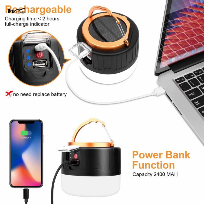 Waterproof USB Rechargeable Solar Camping Light with Remote Control 3- 1000LM 5 Modes 3