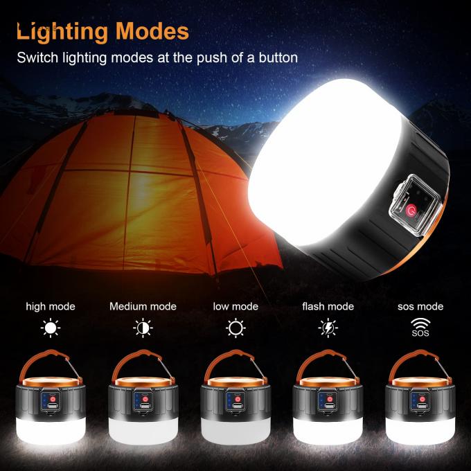 Waterproof USB Rechargeable Solar Camping Light with Remote Control 3- 1000LM 5 Modes 6