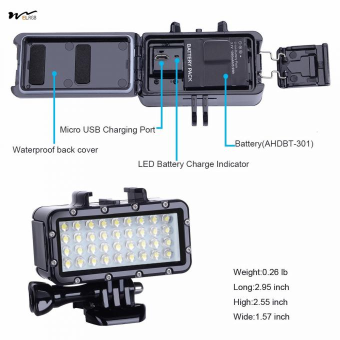 Waterproof LED Video Light High Power Dimmable Fill Night Light for Diving Underwater 4
