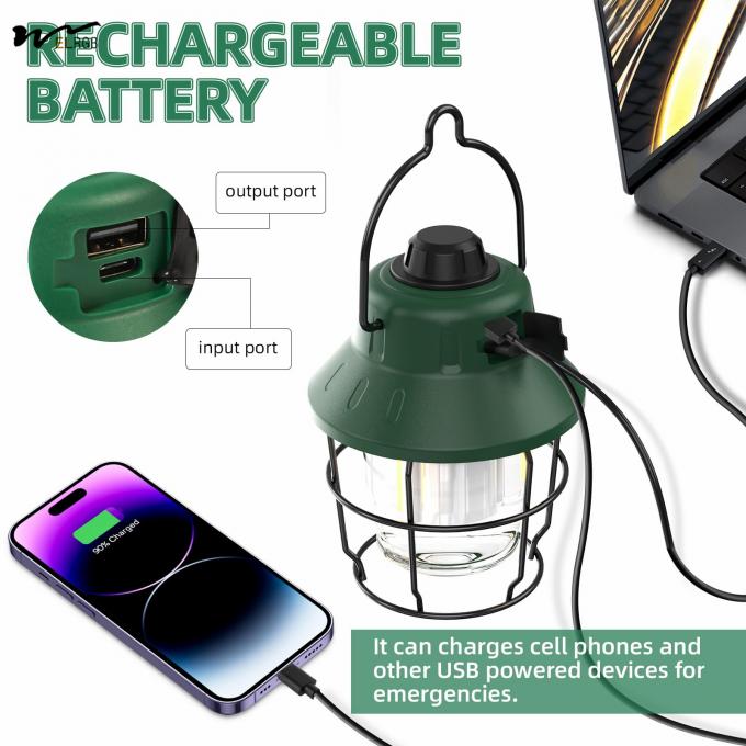 Mini Retro Camping Lights 1000LM Rechargeable LED Camping Lantern Waterproof 3 Light Modes 5