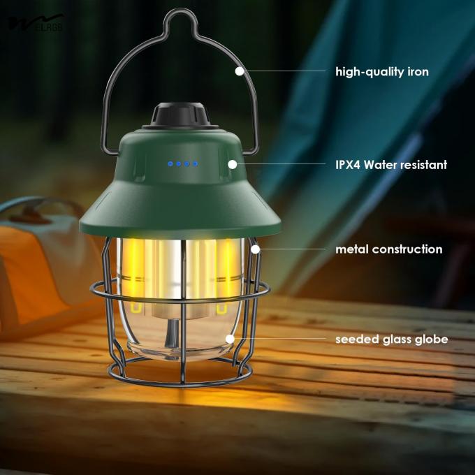 Mini Retro Camping Lights 1000LM Rechargeable LED Camping Lantern Waterproof 3 Light Modes 4